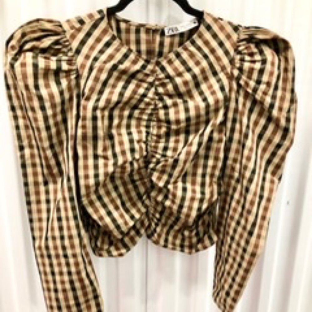 ZARA Rushed Cute Top Blouse, M, New